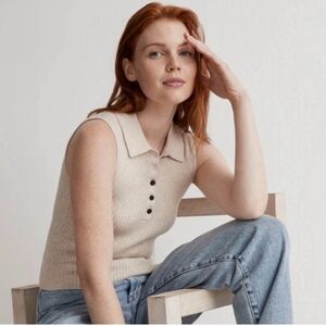 Madewell Owen Ribbed Polo Tank Size Medium